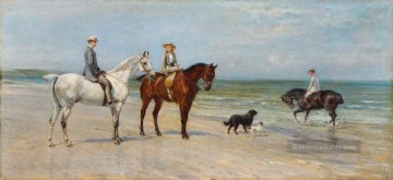 The Leney Family Out Riding With Two Dogs On The Kentish Coast Heywood Hardy riding Ölgemälde
